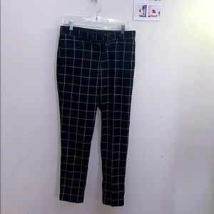 Black Checkered Cropped Trouser dress Pants